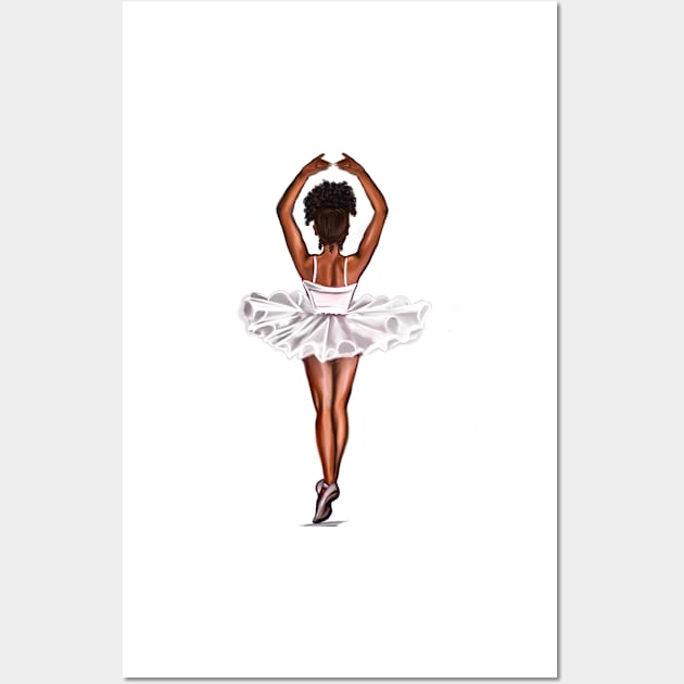 African American ballerina in white tutu #011- brown skin ballerina. Top 100 of the best. Wall Art by Artonmytee